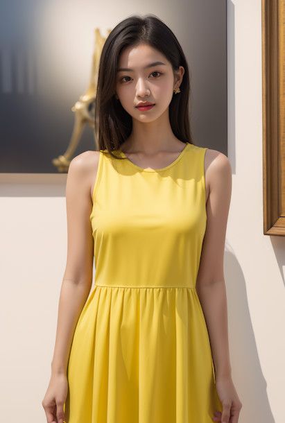 1girl yellow dress