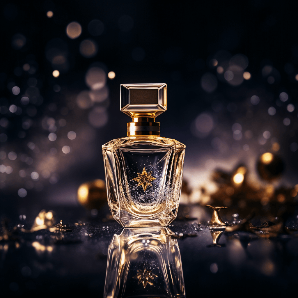 Glistening bottle of luxury perfume by midjourney