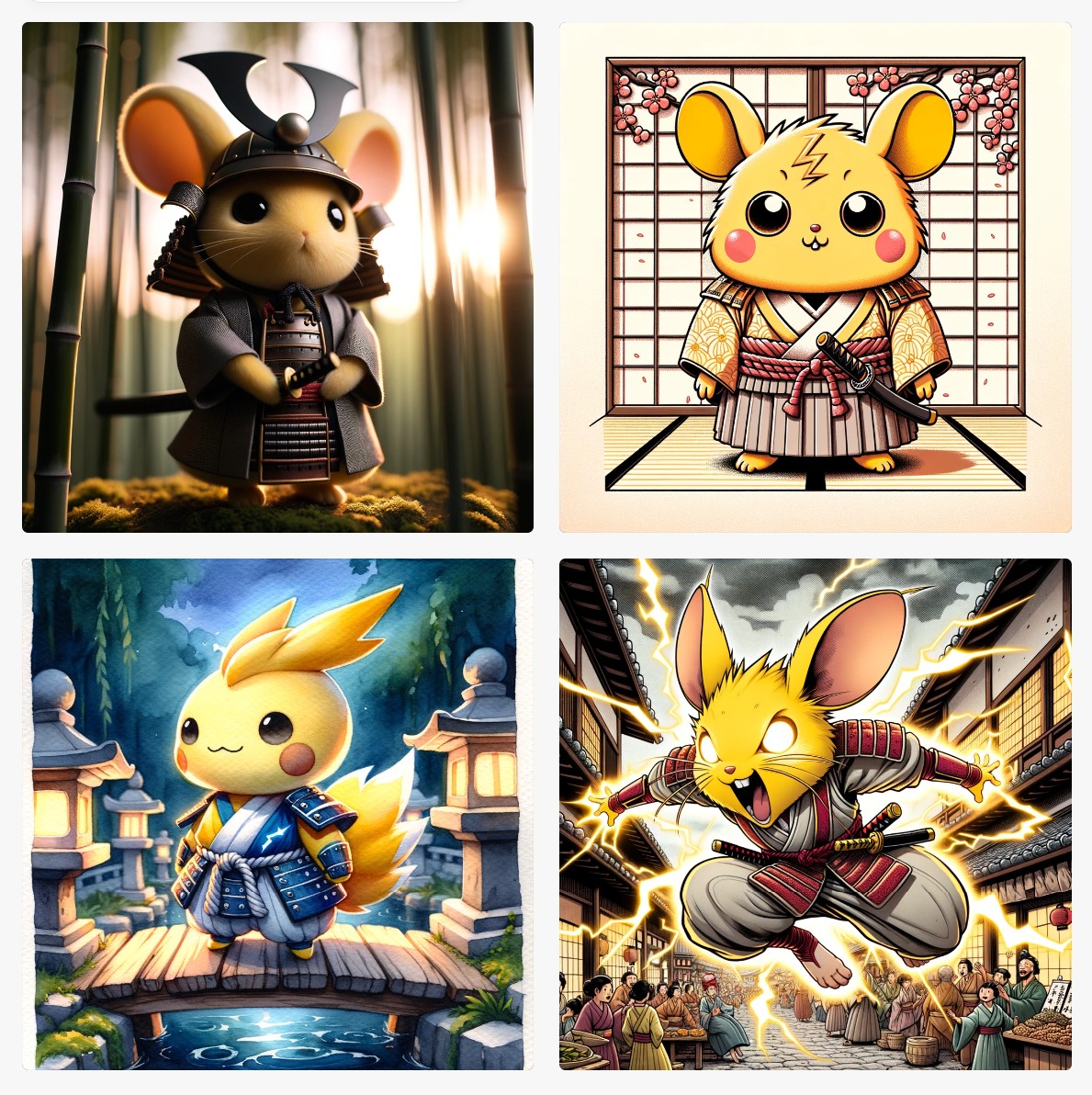 Pikachu Samurai Costume by dalle 3