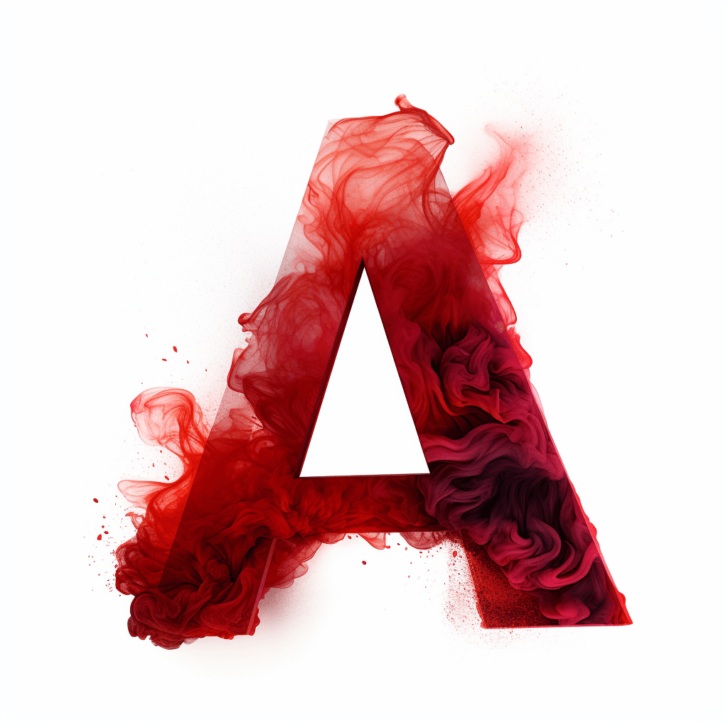 The letter A sculpted from ruby red smoke by midjourney