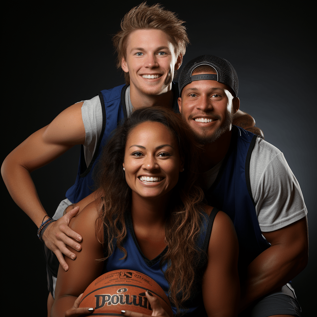 a portrait photograph featuring three individuals by midjourney