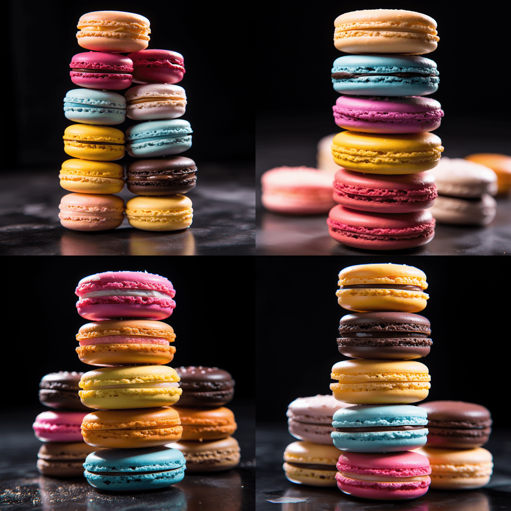 a stack of rainbow macarons by midjourney