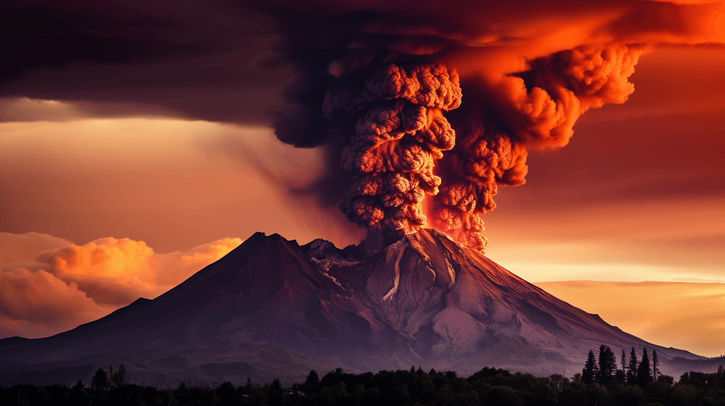 a volcano erupting spewing molten lava by midjourney