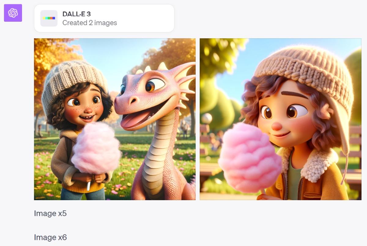 character is sharing cotton candy in dalle 3