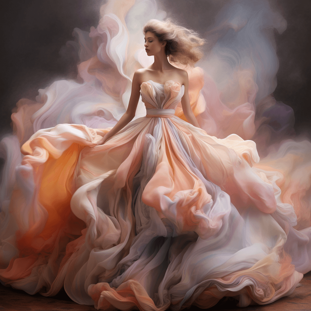 elegant ball gown swirling mist graceful flow by midjourney