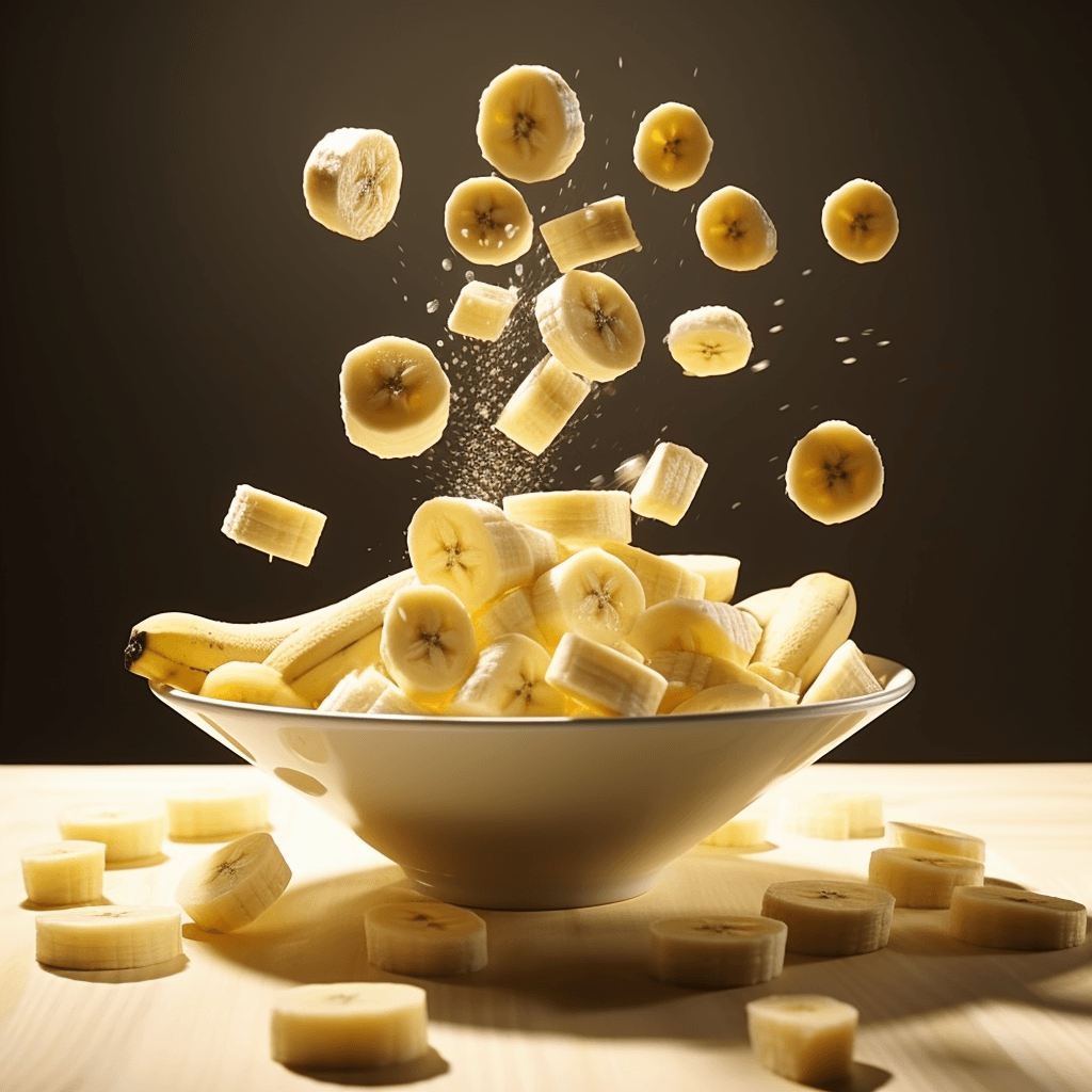 floating banana slices by midjourney and dalle 3