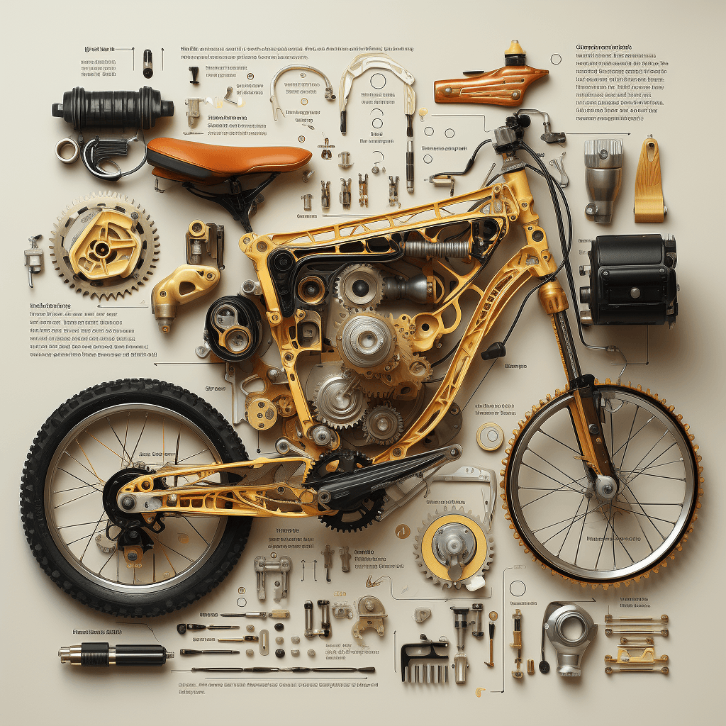 infographic illustration knolling bike by midjourney