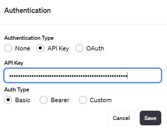 input api key in custom gpt