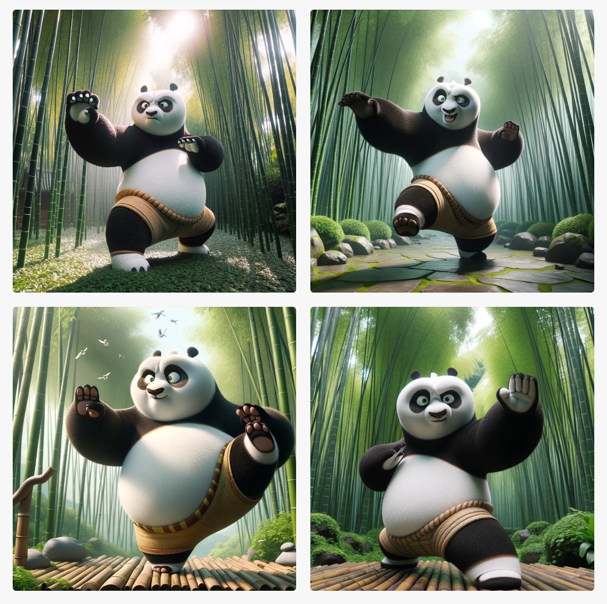 panda 2 practice martial art by dalle 3